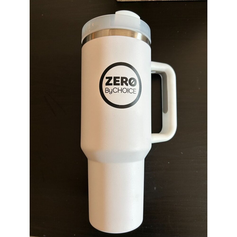 Zero By Choice White Ice Coffee Mug Travel Tumbler With Handle 16.9 Ounces